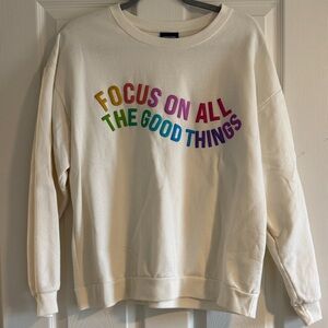 Cream Sweatshirt with Multicolor Text